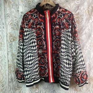 Vintage Adolfo Sport psychedelic checkered windbreaker jogger pants jacket set L